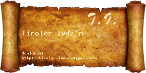 Tiroler Iván névjegykártya